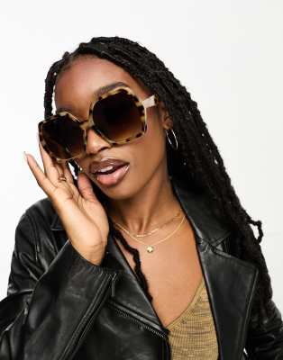 ASOS DESIGN ASOS DESIGN oversized 70s sunglasses in milky tort-Brown