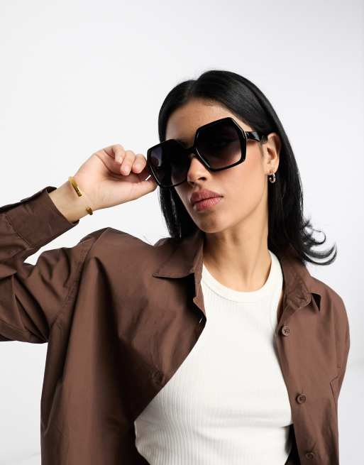 ASOS DESIGN oversized square 70s sunglasses in light brown