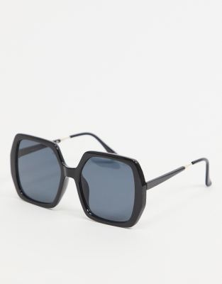 ASOS DESIGN 70s metal square sunglasses in black