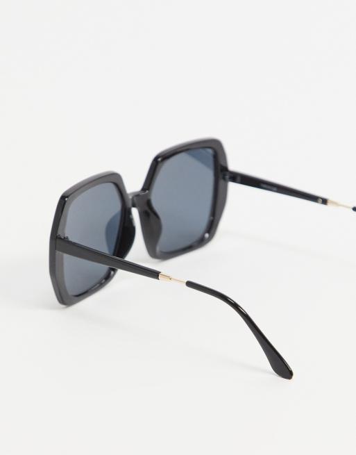 ASOS DESIGN oversized 70s sunglasses in shiny black, 2 of 4