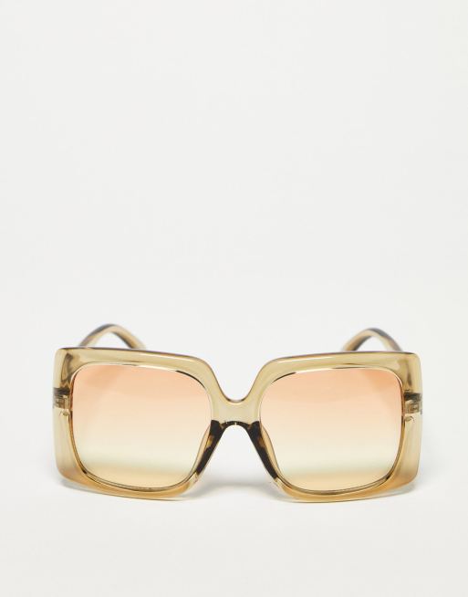 ASOS DESIGN oversized square 70s sunglasses in light brown