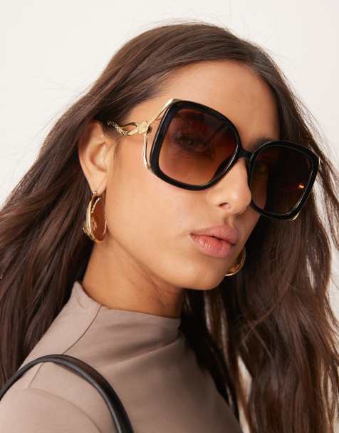 ASOS DESIGN oversized 70s sunglasses with snake metal temple - view 1