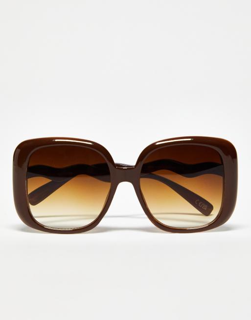 ASOS DESIGN oversized square 70s sunglasses in light brown