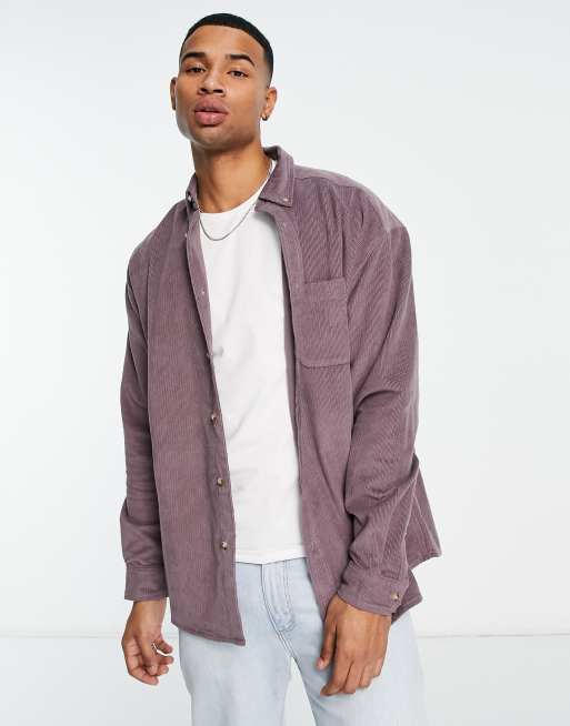 ASOS DESIGN - Oversized 90'er-fløjlsskjorte i grålilla