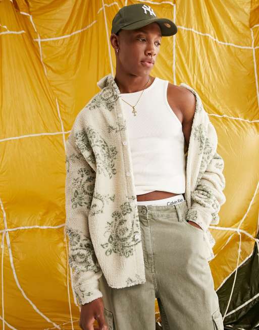ASOS DESIGN - Oversized 90'er-skjorte med paisley-print i imiteret lammeskind