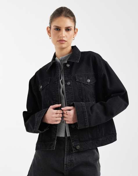 ASOS DESIGN oversized 90's denim jacket in black - view 1