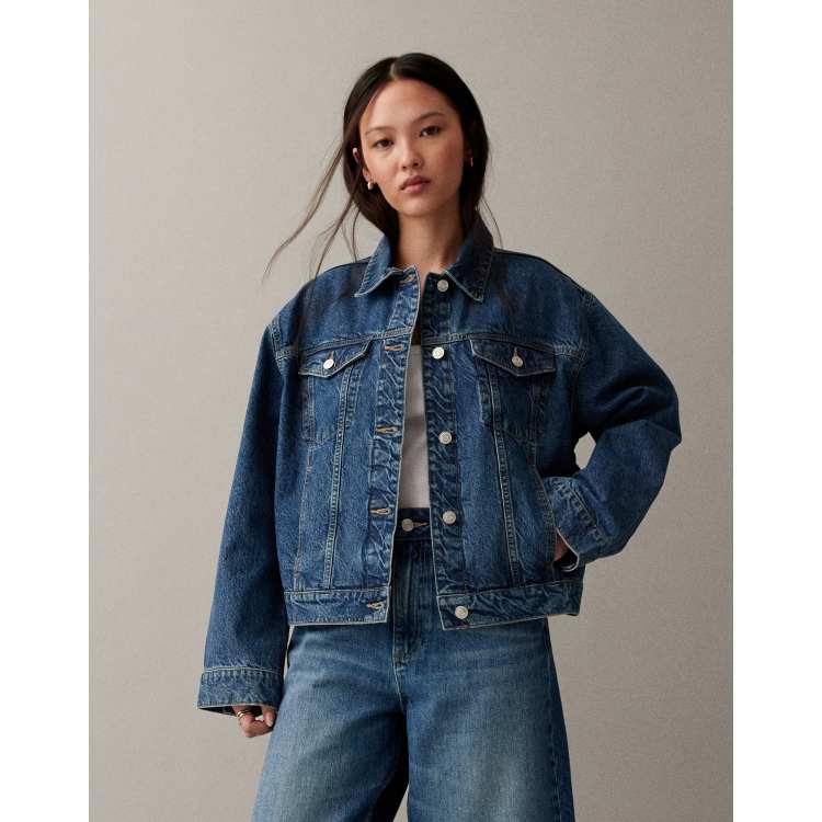 ASOS DESIGN oversized 90's denim jacket in mid blue | ASOS