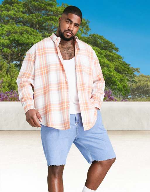ASOS DESIGN - Oversized 90s overhemd met zomerse felle ruiten in wit