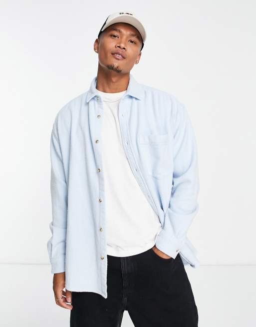 ASOS DESIGN oversized 90s shirt in vintage flannel in light blue