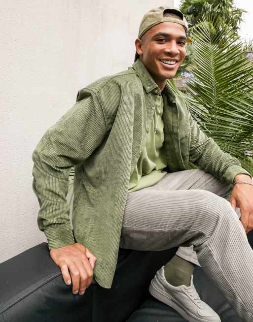 green corduroy button down shirt