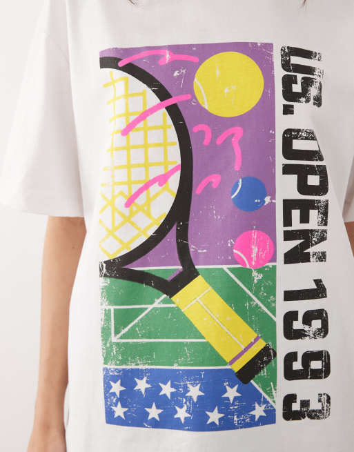 ASOS DESIGN Oversized 90's us open graphic in white, 4 of 4
