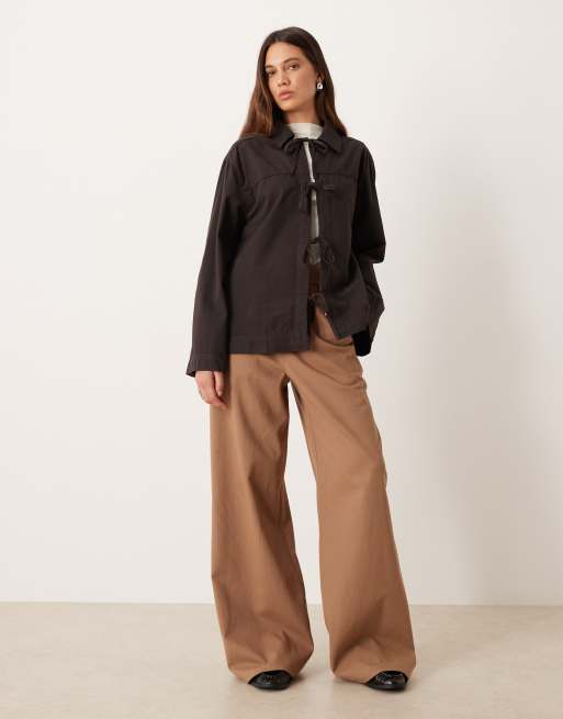 ASOS DESIGN oversized a-line jacket with tie front, 2 of 4