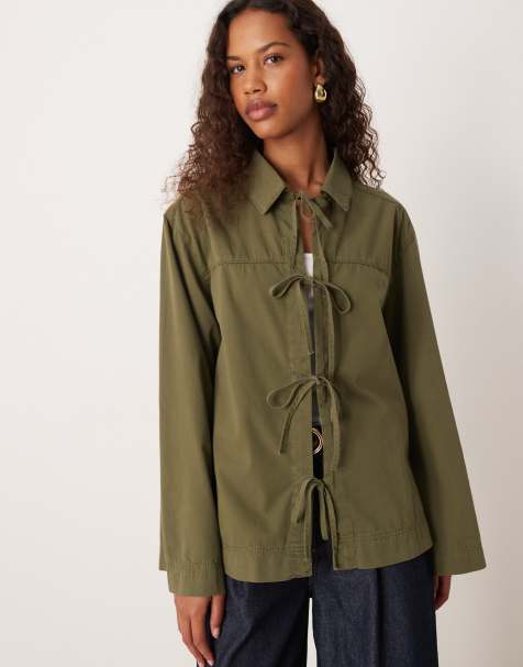 ASOS DESIGN oversized a-line jacket with tie front - view 1