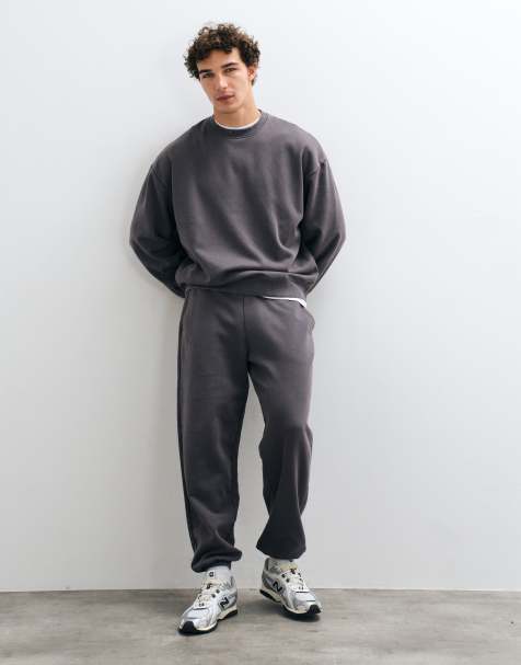 ASOS DESIGN oversized acid wash cuffed jogger in charcoal - view 1