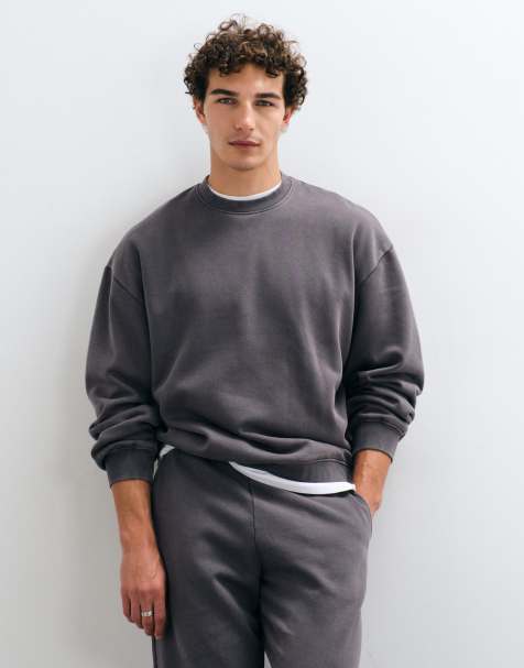 ASOS DESIGN oversized acid wash sweatshirt in charcoal - view 1