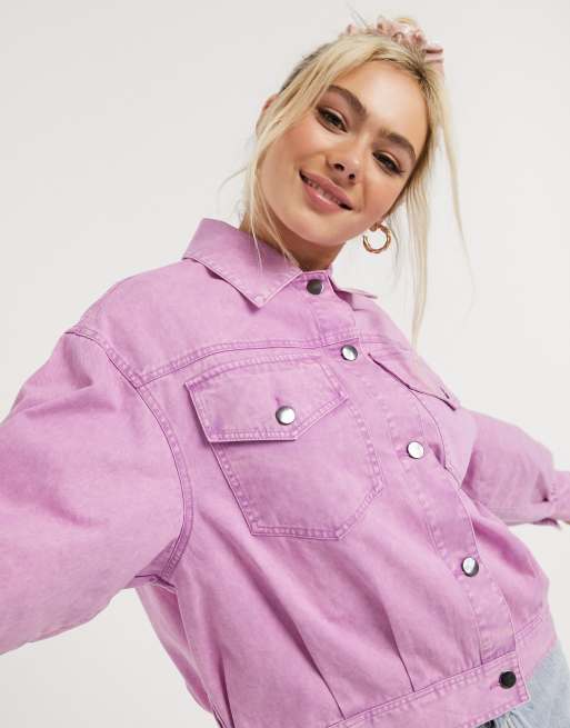 ASOS Denim Jacket In Oversized Fit In Pink