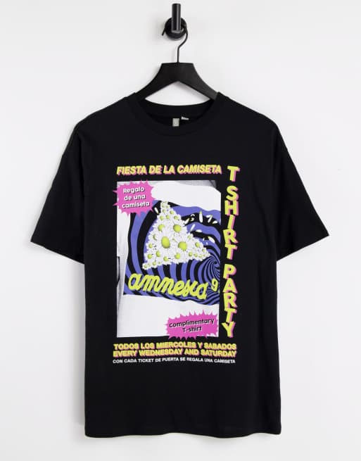 ASOS DESIGN oversized Amnesia graphic print tshirt in black