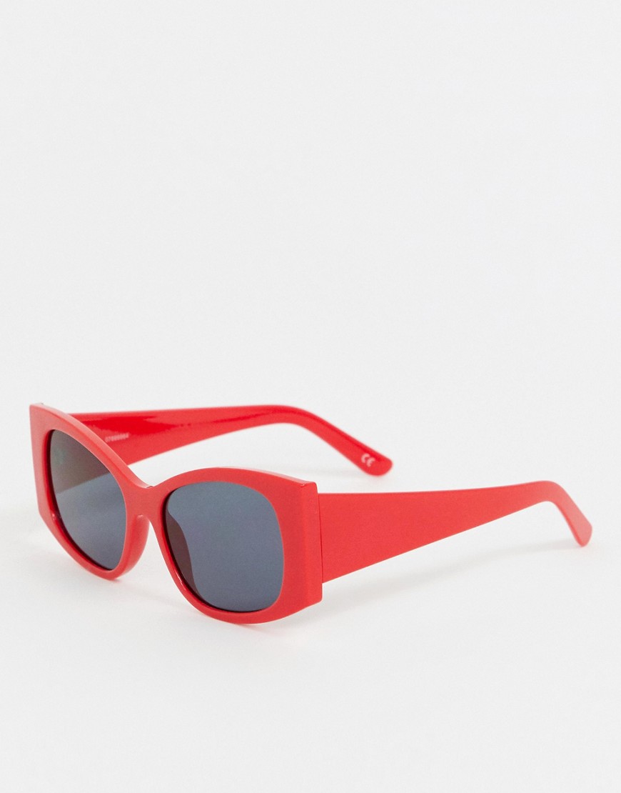 ASOS DESIGN oversized angled square sunglasses-Red