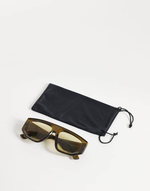 ASOS DESIGN oversized angular aviator in green, 3 of 3