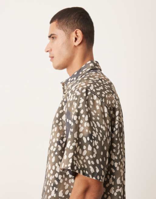 ASOS DESIGN oversized animal print shirt in brown, 4 of 5