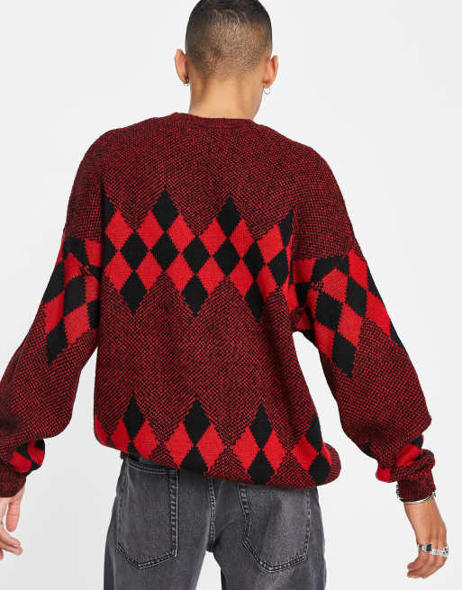 Mens red hot sale argyle sweater