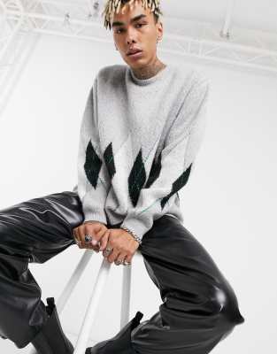gray argyle sweater