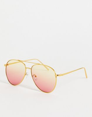 ASOS DESIGN oversized aviator fashion glasses in ombre