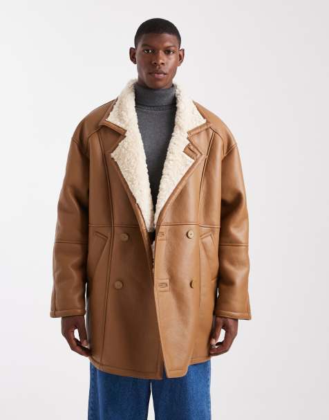 ASOS DESIGN oversized aviator jacket in brown - view 1