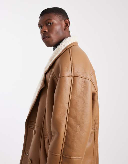 ASOS DESIGN oversized aviator jacket in brown ASOS