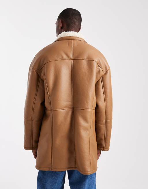 ASOS DESIGN oversized aviator jacket in brown, 5 of 5