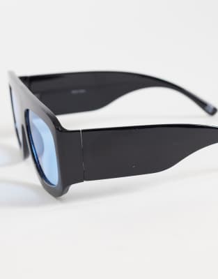 Asos Design Oversized Aviator Sunglasses In Blue