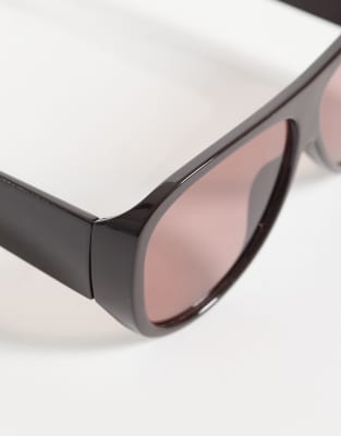 Asos Design Oversized Aviator Sunglasses In Black