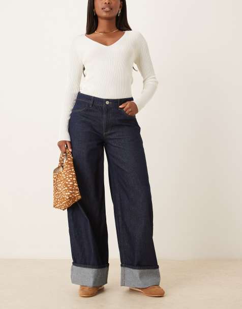ASOS DESIGN - Oversized baggy boyfriend jeans met zoom met omslag in rinse wash - view 1