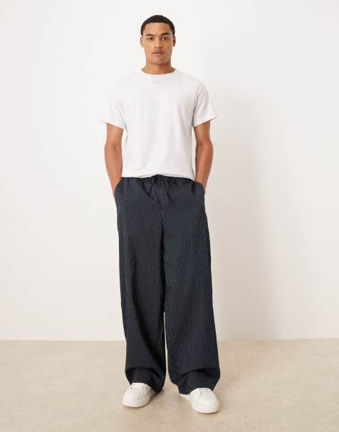 ASOS DESIGN - Oversized baggy broek met elastische taille en krijtstreep - view 1