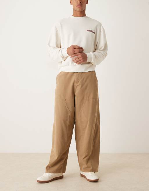 ASOS DESIGN - Oversized baggy broek met timmermansdetails in lichtbruin, 2 van 5