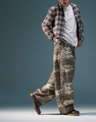 ASOS DESIGN OVERSIZED BAGGY CAMO PRINT PANTS-MULTI 
