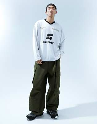 ASOS DESIGN oversized baggy canvas cargo trouser in khaki