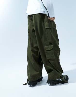 ASOS DESIGN oversized baggy canvas cargo trouser in khaki