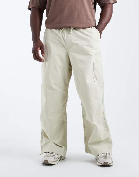 ASOS DESIGN oversized baggy cargo pants in beige ripstop - view 1