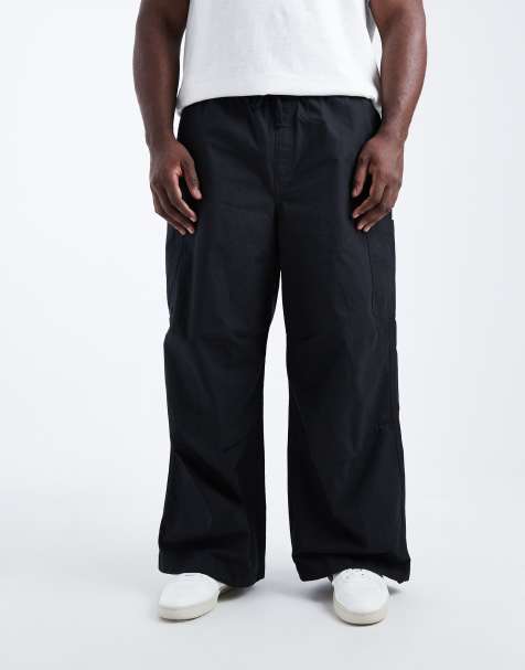 ASOS DESIGN oversized baggy cargo pants in black ripstop - view 1