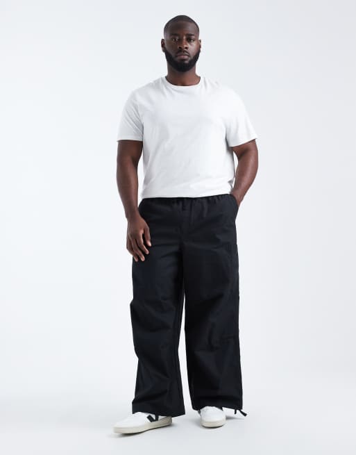 ASOS DESIGN oversized baggy cargo pants in black ripstop