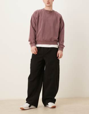 Asos Design Oversized Baggy Cargo Pants In Black