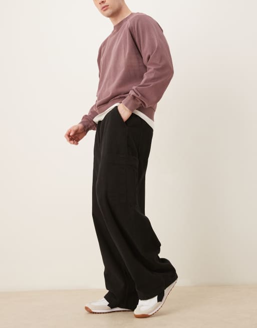 ASOS DESIGN oversized baggy cargo pants in black