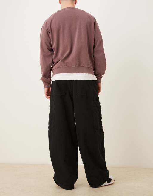 ASOS DESIGN oversized baggy cargo pants in black, 3 of 5