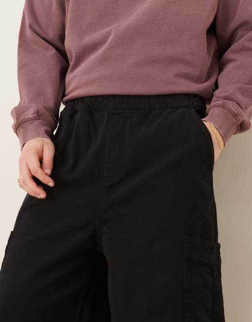 ASOS DESIGN oversized baggy cargo pants in black