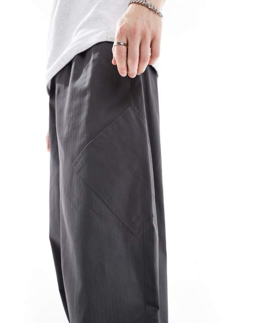 ASOS DESIGN oversized baggy cargo pants in charcoal, 2 of 5