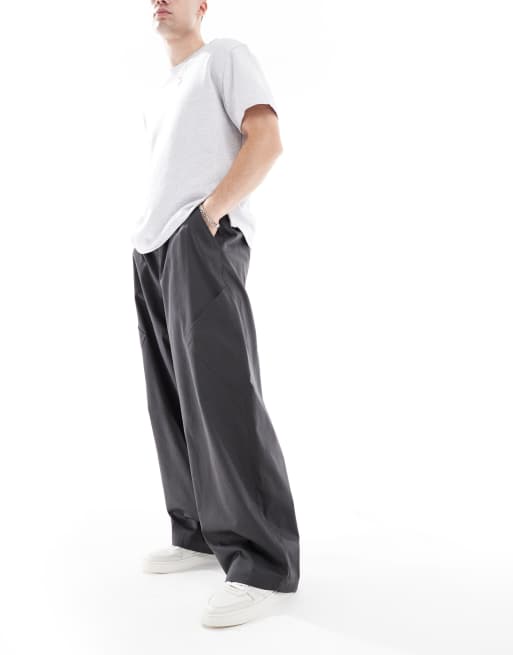 ASOS DESIGN oversized baggy cargo pants in charcoal, 5 of 5