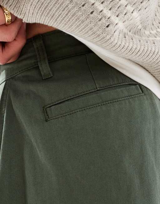 ASOS DESIGN oversized baggy chino in khaki , 2 of 5
