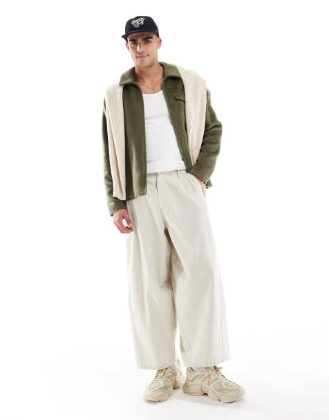ASOS DESIGN oversized baggy chino in stone - view 1