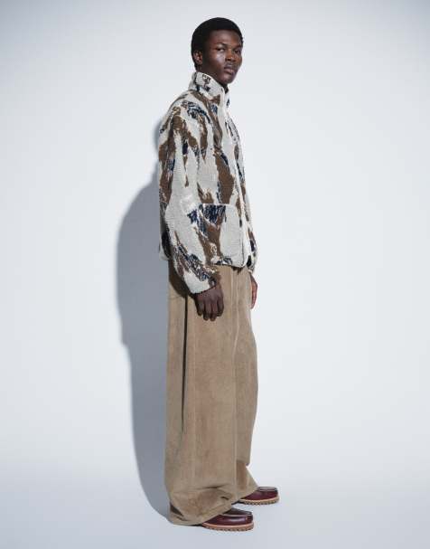 ASOS DESIGN oversized baggy corduroy pants in brown - view 1